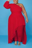 Red high-low blouse