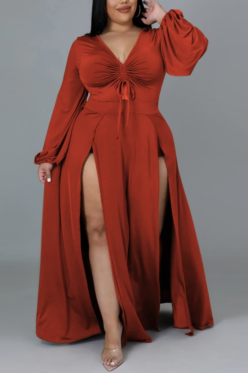 Rust double split maxi dress – islandcurves Rust double split maxi dress – islandcurves