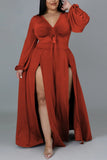 Rust double split maxi dress