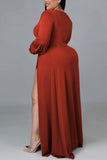 Rust double split maxi dress