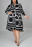 Black Geometric shirt dress